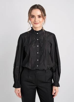 Chemisier coupe droite manches longues noir C'EST BEAU LA VIE femme