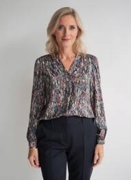 Blouse poignets boutonnés avec fente manches longues noir JULIE GUERLANDE femme