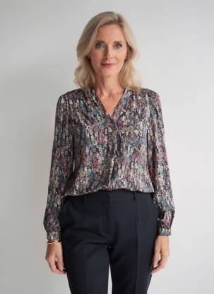 Blouse poignets boutonnés avec fente manches longues noir JULIE GUERLANDE femme