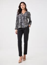 Blouse imprimé fleurs manches longues noir JULIE GUERLANDE femme