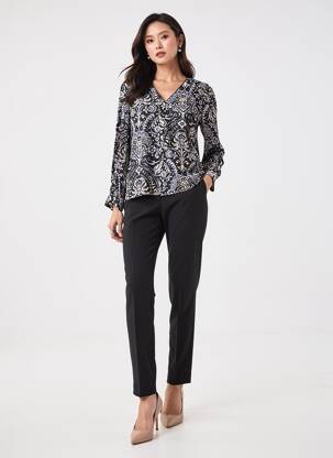 Blouse imprimé fleurs manches longues noir JULIE GUERLANDE femme
