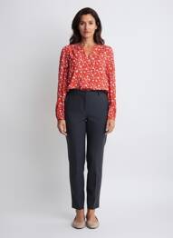 Blouse imprimé fleurs manches longues orange C'EST BEAU LA VIE femme