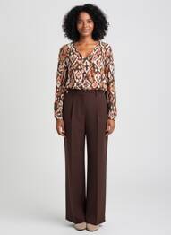 Blouse imprimé fantaisie manches longues marron C'EST BEAU LA VIE femme