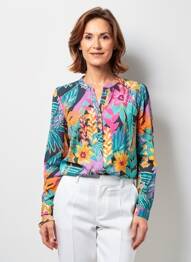 Chemisier coupe droite manches longues bleu JULIE GUERLANDE femme