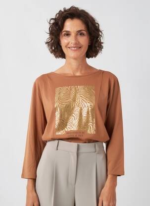 T-shirt manches 3/4 manches 3/4 marron JULIE GUERLANDE femme