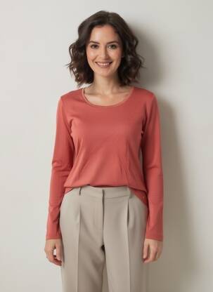 T-shirt manches longues manches longues orange C'EST BEAU LA VIE femme