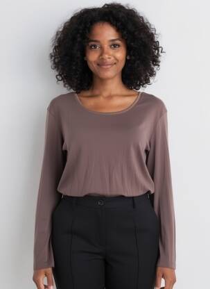 T-shirt manches longues manches longues marron C'EST BEAU LA VIE femme