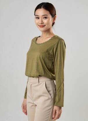 T-shirt manches longues manches longues vert C'EST BEAU LA VIE femme