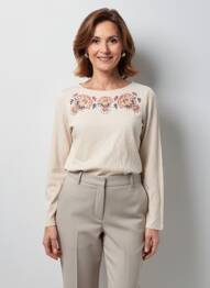 T-shirt manches longues manches longues beige JULIE GUERLANDE femme