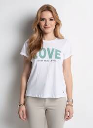 T-shirt sérigraphie manches courtes blanc C'EST BEAU LA VIE femme