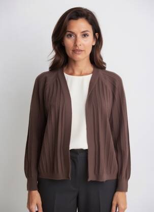 Gilet manches longues stretch marron C'EST BEAU LA VIE femme