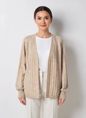 Gilet manches longues resserrée sur le bas beige C'EST BEAU LA VIE femme
