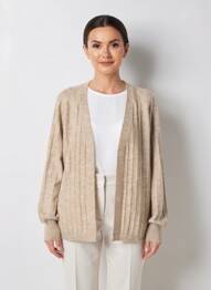 Gilet manches longues resserrée sur le bas beige C'EST BEAU LA VIE femme