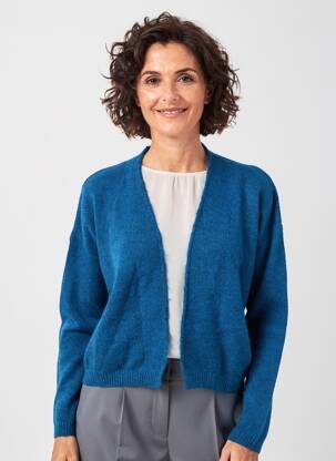 Gilet manches longues resserrée sur le bas bleu JULIE GUERLANDE femme