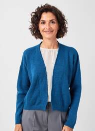 Gilet manches longues resserrée sur le bas bleu JULIE GUERLANDE femme