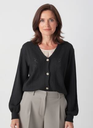 Gilet manches longues stretch noir JULIE GUERLANDE femme