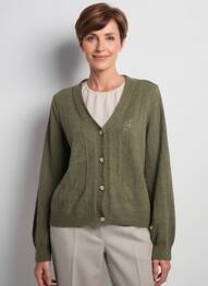Gilet manches longues resserrée sur le bas vert JULIE GUERLANDE femme