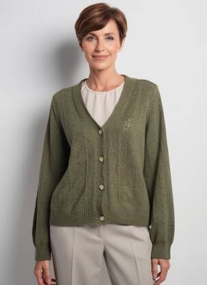 Gilet manches longues resserrée sur le bas vert JULIE GUERLANDE femme