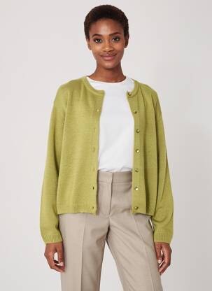 Gilet manches longues col rond vert C'EST BEAU LA VIE femme