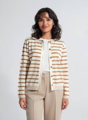 Gilet manches longues stretch beige C'EST BEAU LA VIE femme