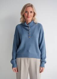 Pull tissage chiné manches longues bleu JULIE GUERLANDE femme