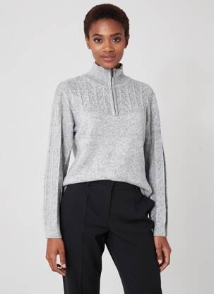 Pull tissage chiné manches longues gris C'EST BEAU LA VIE femme