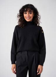 Pull stretch manches longues noir C'EST BEAU LA VIE femme