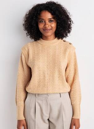 Pull tissage chiné manches longues beige C'EST BEAU LA VIE femme