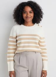Pull stretch manches longues beige C'EST BEAU LA VIE femme