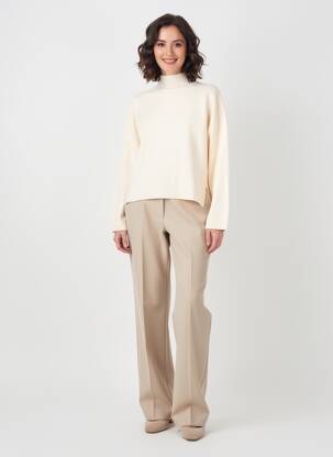 Pull coupe droite manches longues beige C'EST BEAU LA VIE femme