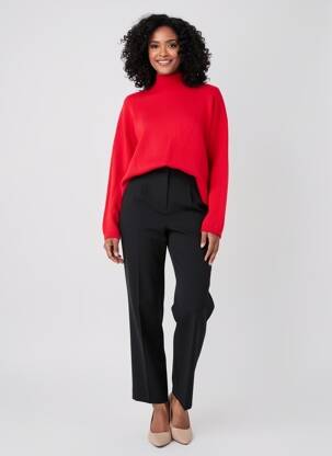 Pull coupe droite manches longues rouge C'EST BEAU LA VIE femme