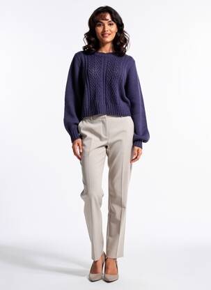 Pull stretch manches longues violet C'EST BEAU LA VIE femme