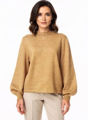 Pull tissage chiné manches longues marron C'EST BEAU LA VIE femme