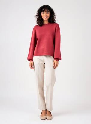 Pull tissage chiné manches longues orange C'EST BEAU LA VIE femme