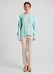 Pull maille ajourée manches longues bleu C'EST BEAU LA VIE femme
