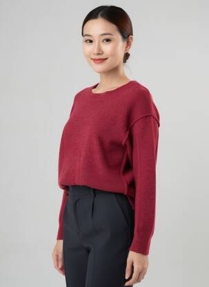 Pull tissage chiné manches longues orange C'EST BEAU LA VIE femme