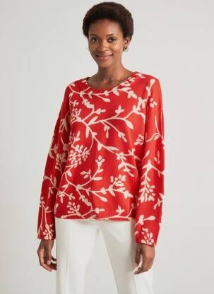 Pull resserrée sur le bas manches longues rouge C'EST BEAU LA VIE femme