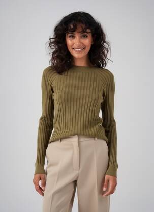 Pull stretch manches longues vert C'EST BEAU LA VIE femme