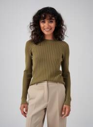 Pull stretch manches longues vert C'EST BEAU LA VIE femme