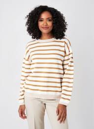 Pull col rond manches longues beige C'EST BEAU LA VIE femme