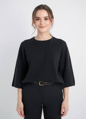 Pull stretch manches 3/4 noir C'EST BEAU LA VIE femme