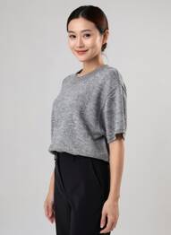 Pull tissage chiné manches 3/4 gris C'EST BEAU LA VIE femme