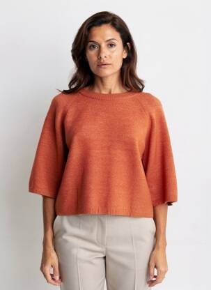 Pull stretch manches 3/4 orange C'EST BEAU LA VIE femme