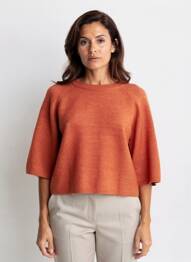 Pull stretch manches 3/4 orange C'EST BEAU LA VIE femme