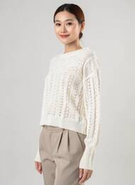 Pull col rond manches longues blanc C'EST BEAU LA VIE femme