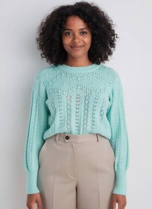 Pull coupe droite manches longues bleu C'EST BEAU LA VIE femme