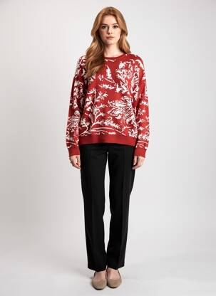 Pull coupe droite manches longues rouge C'EST BEAU LA VIE femme