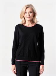 Pull coupe cintrée manches longues noir JULIE GUERLANDE femme