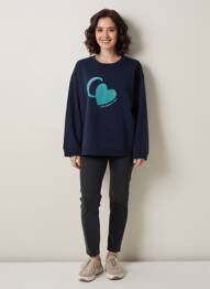 Sweat-shirt sérigraphie floquée manches longues bleu C'EST BEAU LA VIE femme