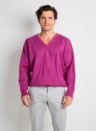 Pull col v manches longues violet JULIE GUERLANDE homme